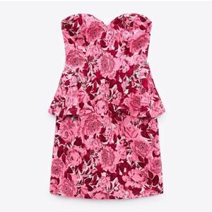 NEW ZARA Floral Jacquard Mini Dress